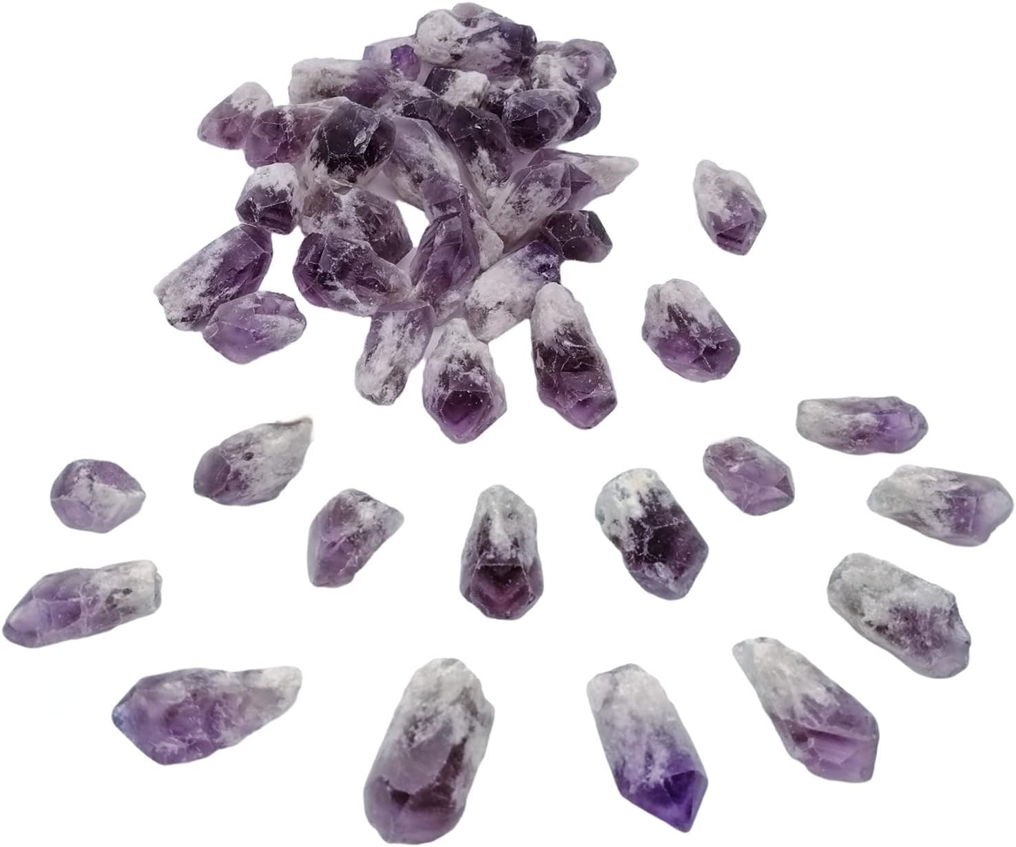 XMHOME Amethyst Crystal Rough Stone Natural Purple Gemstone Block Bulk Irregular Small Raw Rock 30-36 Pcs for Tumbling Crystal Healing DIY Jewelry Making Rolling Wicca Reiki Ornaments