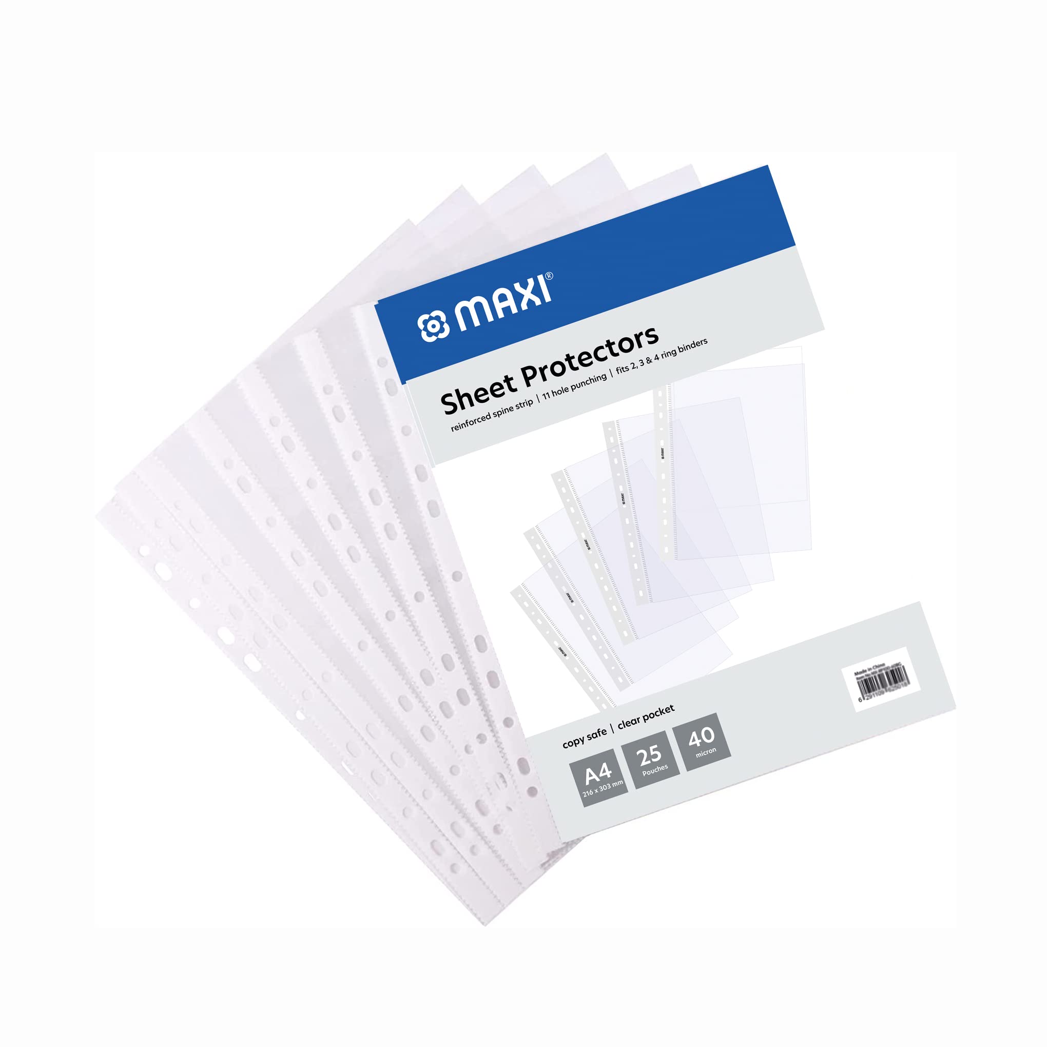 Maxi MX-RP25-40 Micron Poly Sheet Protector 25 Pieces, A4 Size, 25 Pieces