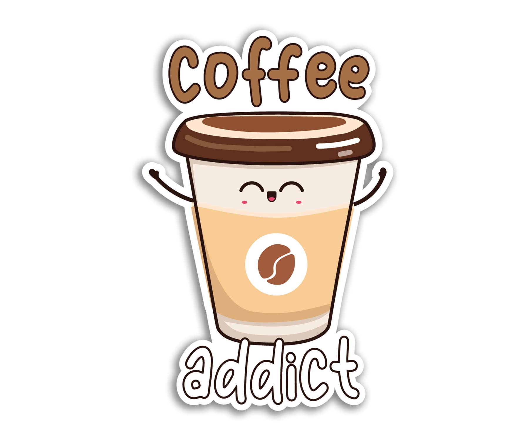 2 x 10cm Tall Coffee Addict Stickers - Drinks Beans Men Women Boys Girls Addicted to Addiction Love Fan Decal Luggage Laptop Gift Sticker #80119