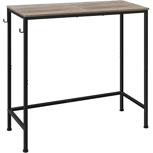Console Table for Entryway Narrow Long Sofa Table 31.5" Small Entryway Table with Hooks Skinny Hallway Table Metal Couch Table Behind Sofa for Living Room, Hallway, Foyer, Bedroom, Grey