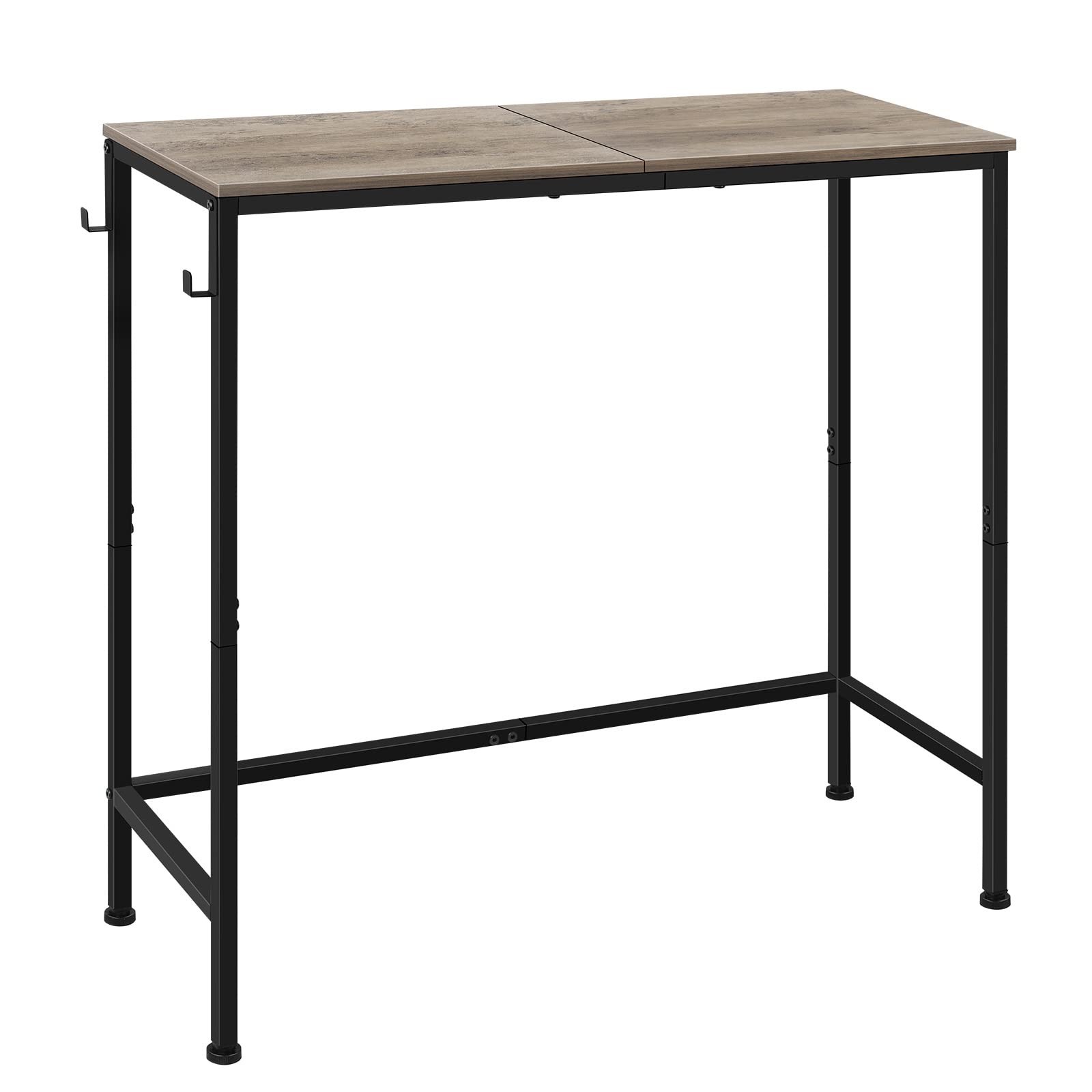Mesa consola para entrada, mesa de sofá larga estrecha de 31.5 pulgadas, mesa de entrada pequeña con ganchos, mesa de pasillo delgada de metal, mesa de sofá detrás del sofá para sala de