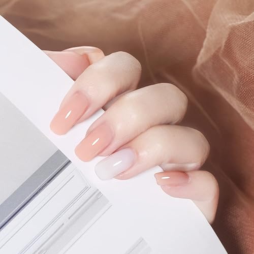 Miniatura 7 de Artdone Juego de esmaltes de uñas de gel de gelatina  6 colores translúcidos de color rosa lechoso y marrón nude, esmalte de uñas para todas las