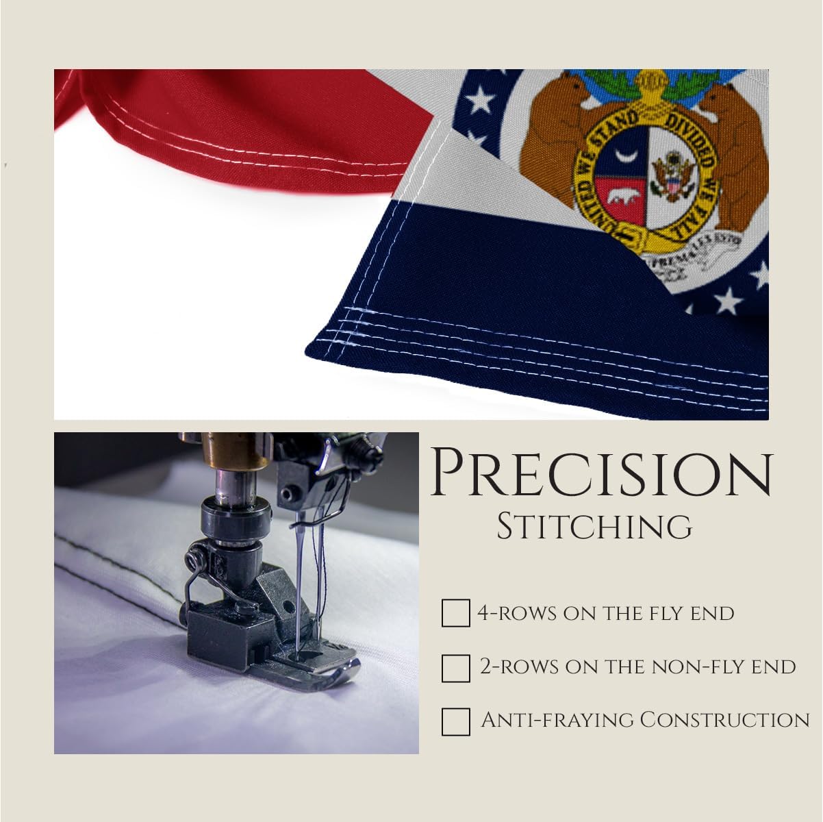 Promopatriot Missouri State Flag - 2x3 ft - 200D Nylon US State Of Missouri Banner with 2 Brass Grommets - UV Resistant - Sharp Colors, 2' x 3' Feet, 90x60 Cm