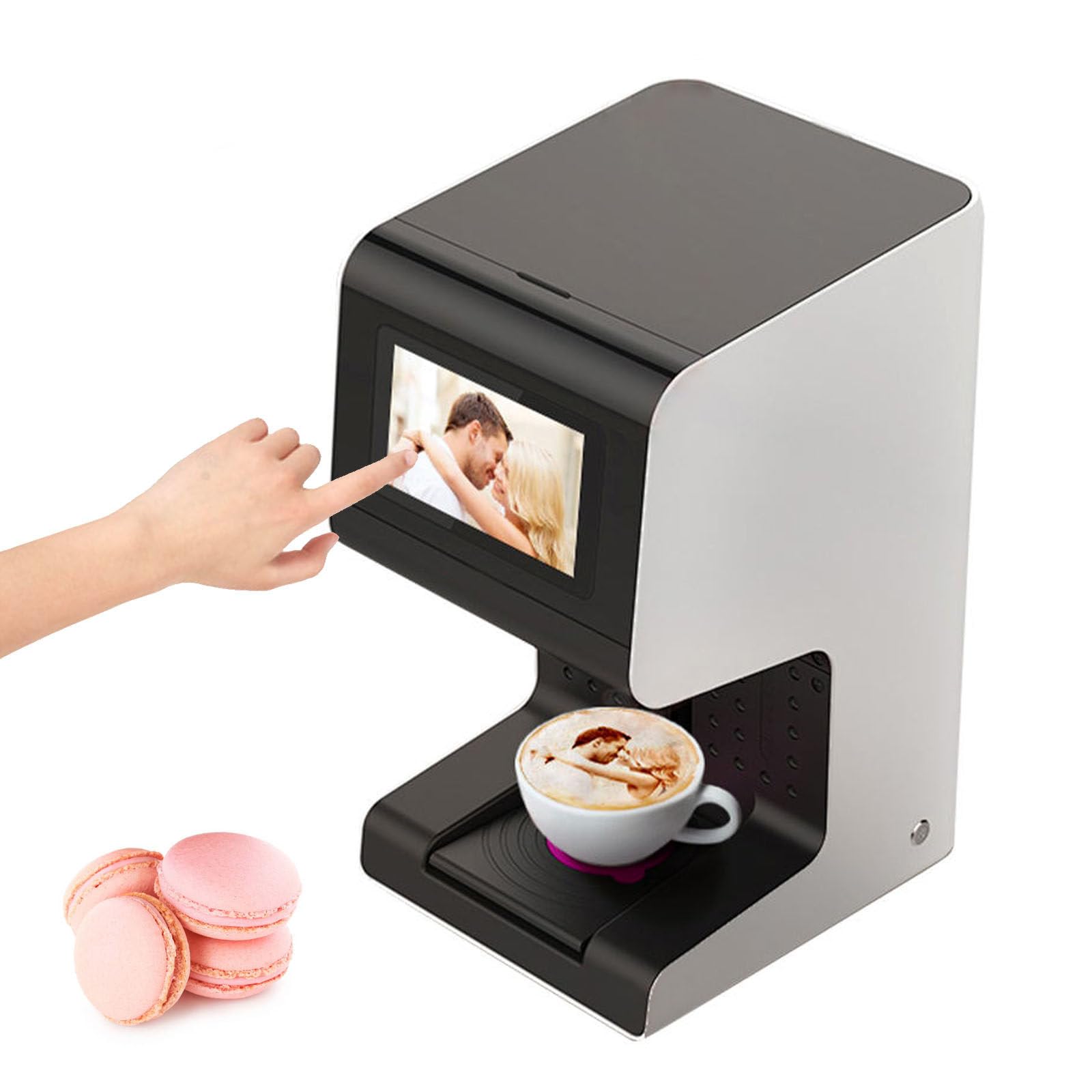 Komercyjna drukarka do kawy latte z 7-calowym ekranem dotykowym do samodzielnego wykonania zdjęć i tekstu, szybkie drukowanie 10-sekundowe, tusz spożywczy 45 ml, łatwa konfiguracja