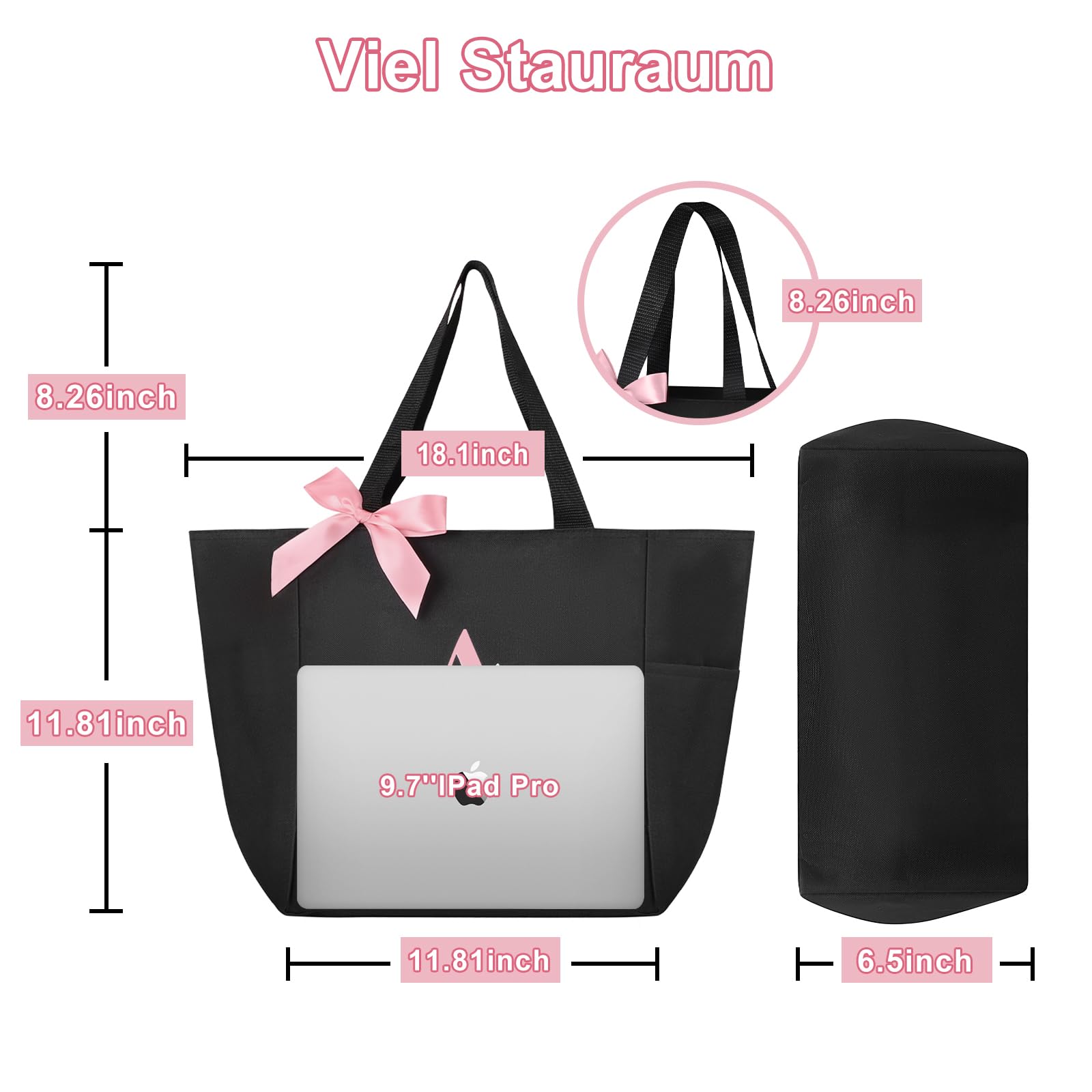 Vavabox Borsa tote personalizzata con iniziali dalla A alla Z, regalo impermeabile per donne, damigelle, mamma, insegnanti, amici