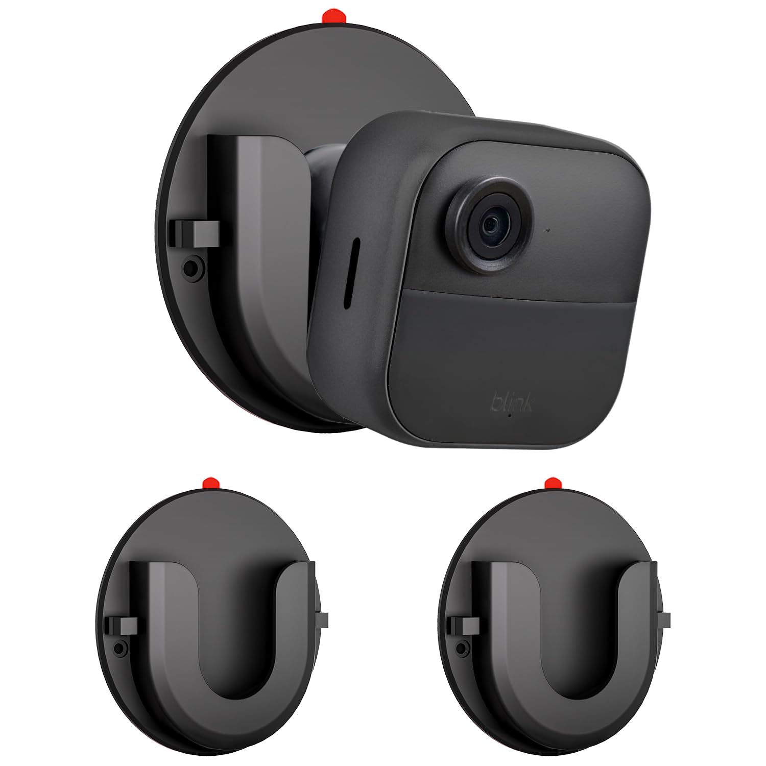 2 Pack Ring Indoor Cam Adhesive Wall Mount, Strong VHB Stick On,No Drilling Mounting Bracket for Ring/Blink Camera,Two Ways Installation-Black