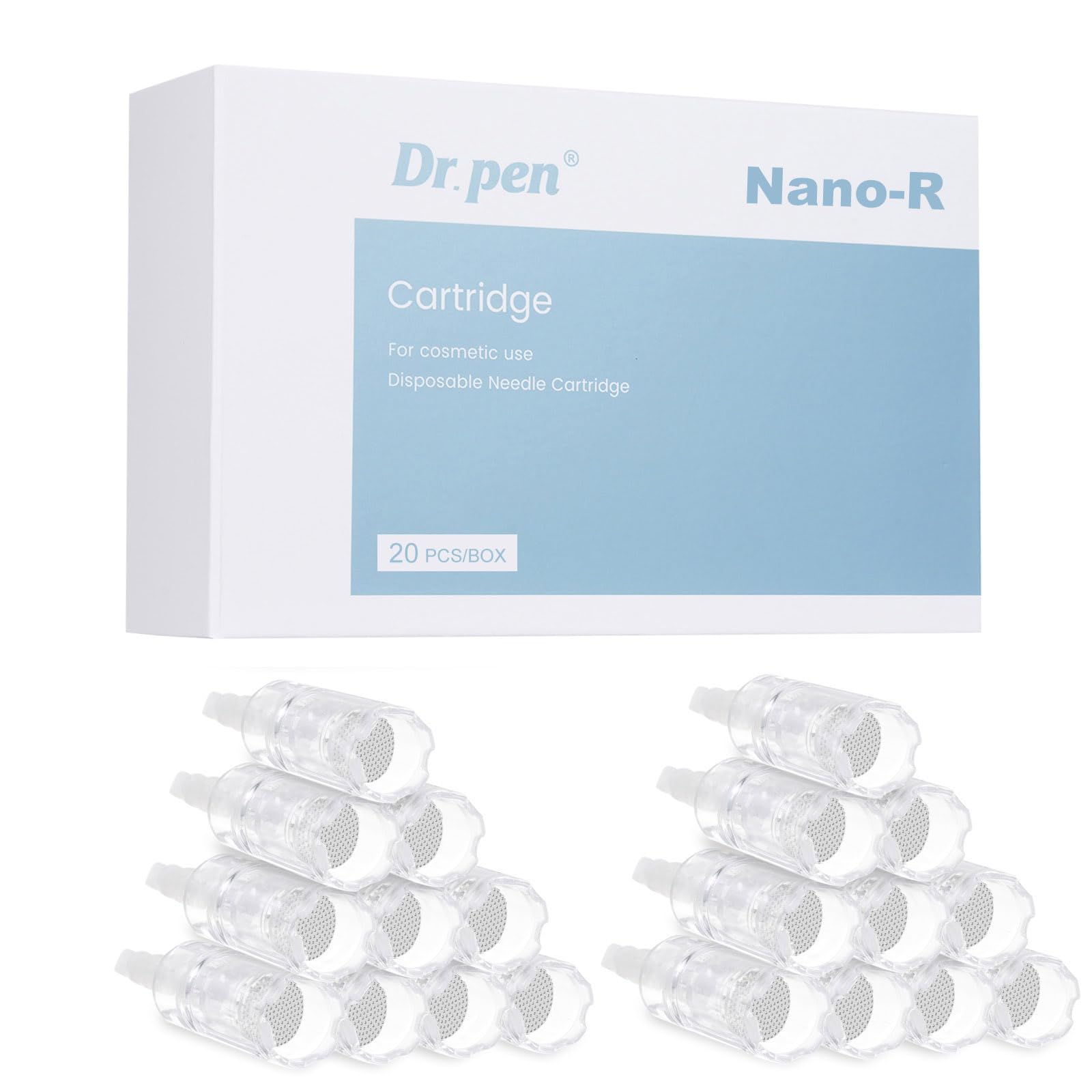 Dr. pen Ultima A10 kartridże Nano-R, 20 sztuk, do pielęgnacji skóry, leczenia trądziku i redukcji plam, 100% autentyczne wkłady Dr pen Ultima A10 (20 sztuk, Nano-R do A10)