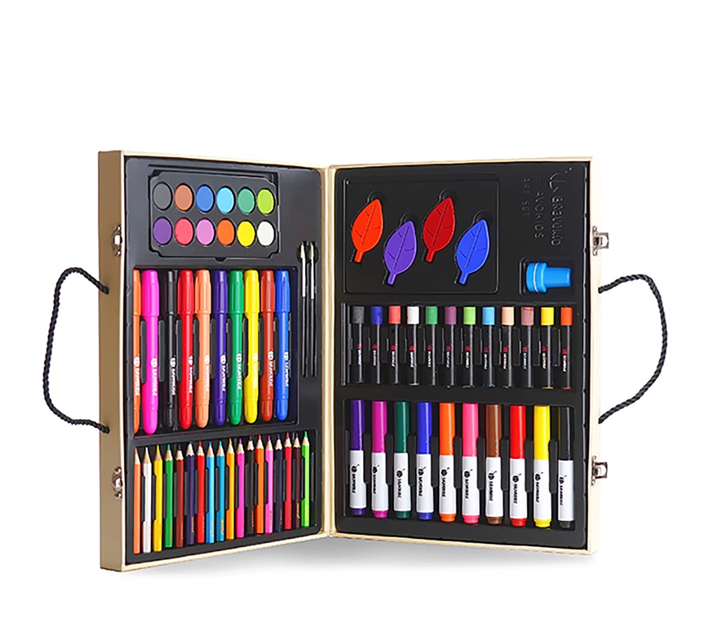 U/D Bravokids Art Set Supplies,69-Piece for Drawing Painting and More, Portable Case, Great Gift for Beginners and Artists