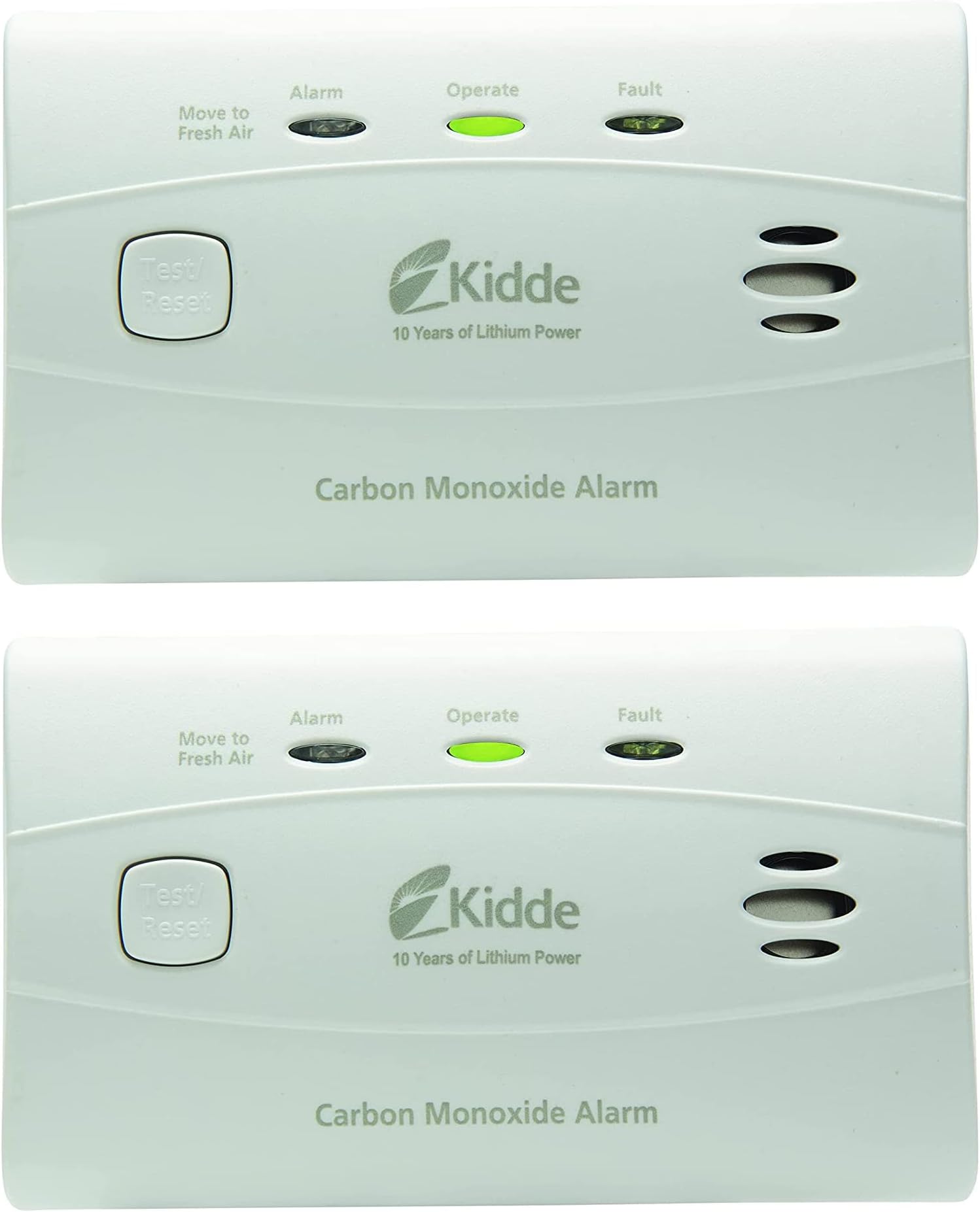 Carbon Monoxide Detector with 10-Year Battery, 3 LEDs, Replacement Indicator, Test-Reset Button, 2 Pack