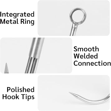 Gaff Hook, Grappling Hook with Rope, Stainless Steel 3-Claw Grapple Hook