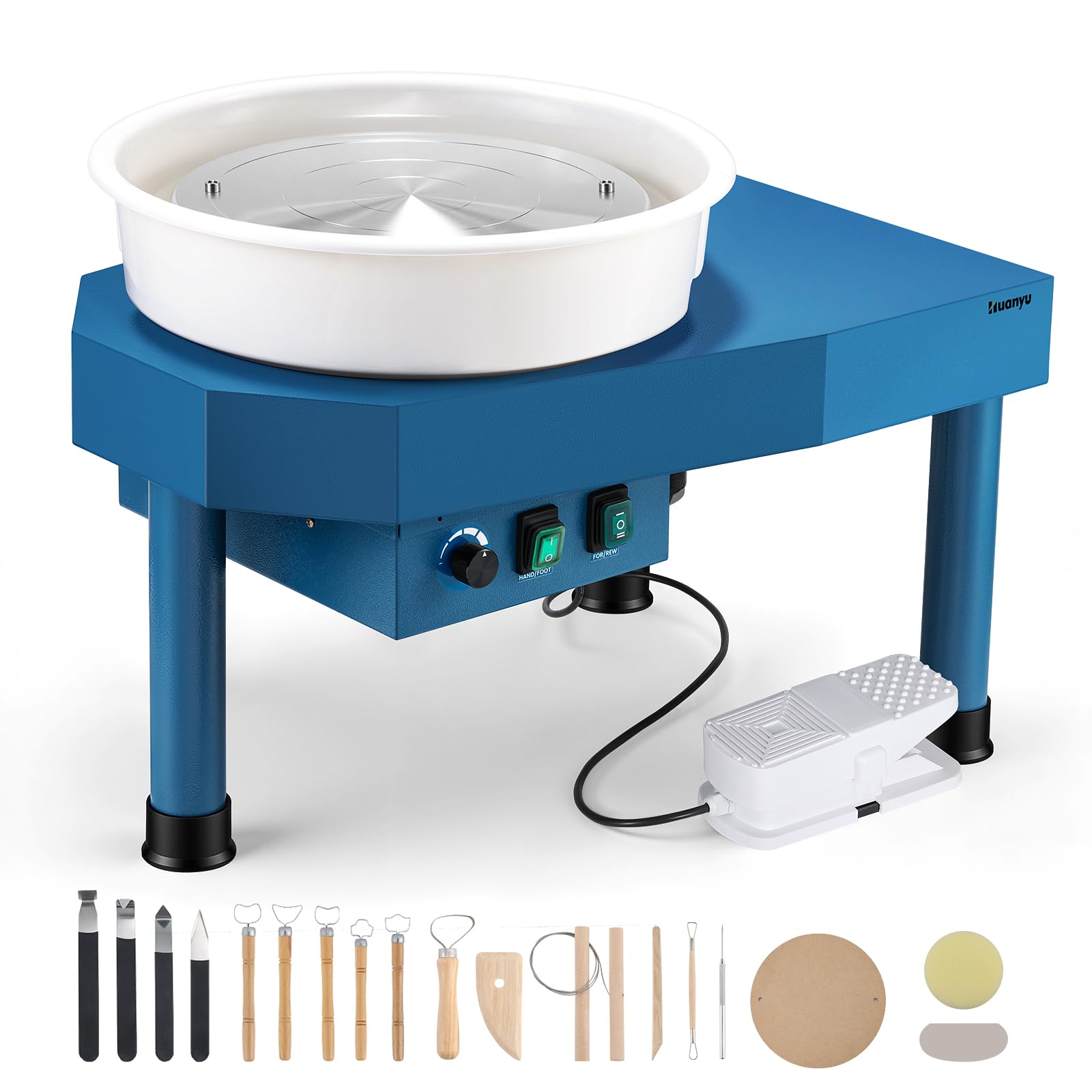 Photo 1 of Huanyu Pottery Wheel Machine for Adults 12" Bat System Manual & Foot Pedal Control Electric Ceramic Wheel Forming Machine Art Clay DIY Sculpting Tool Kit