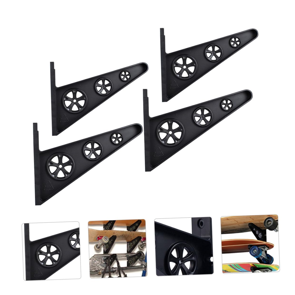 ibasenice Support Mural Noir pour Snowboard et Batte de Baseball en Plastique PP, Facile à Installer, Gain de Place pour Rangement à Domicile