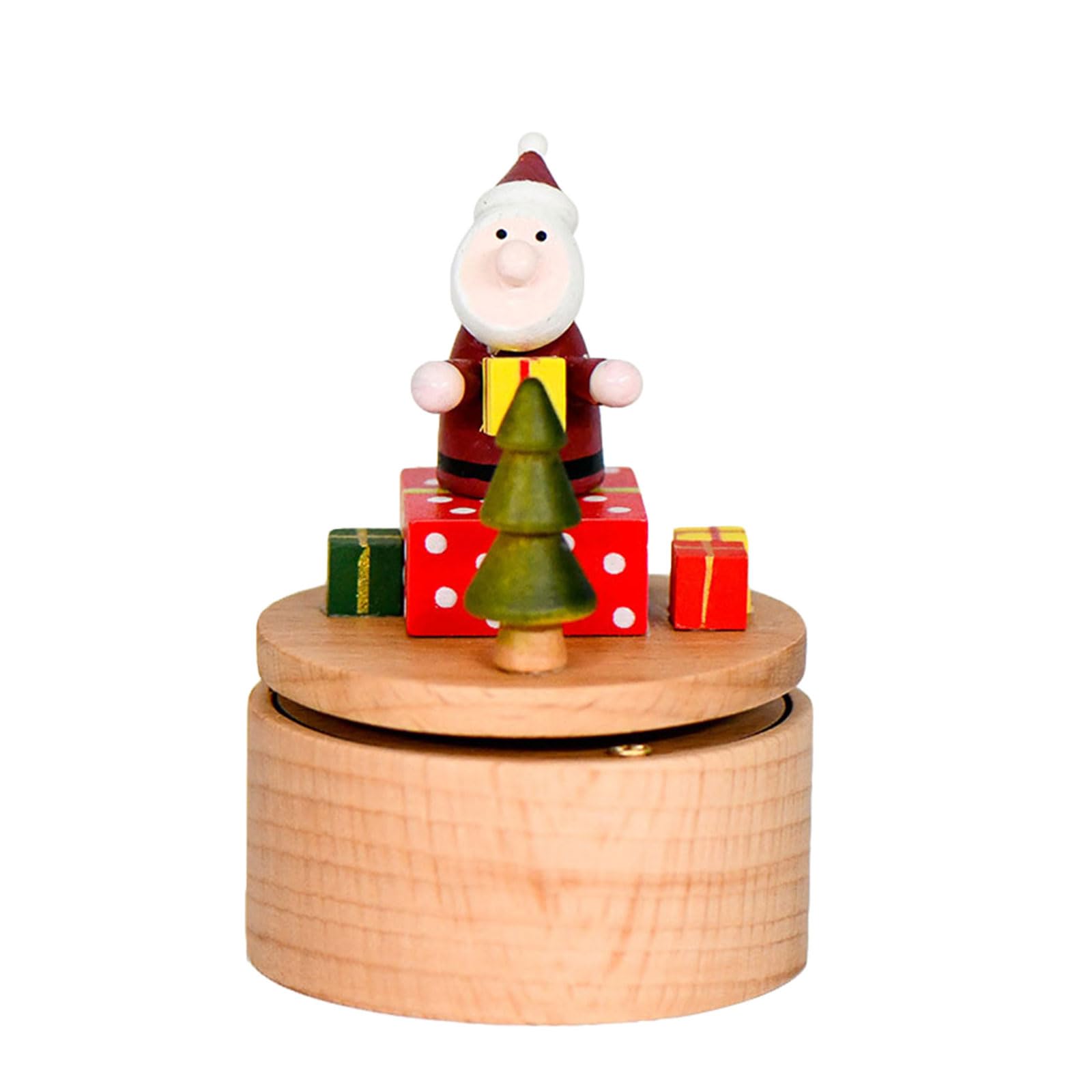 Carotoe B Rotating Music Oxes Wooden Handcrafted Holiday Decoration Christmas Tree Santa Clauses Theme Gift With Melodies Miniature Musical Jewelry Oxes