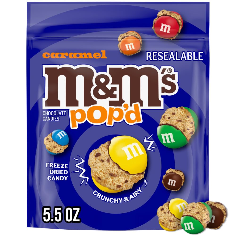 M&M'S Pop'd Caramel Chocolate Crunchy Freeze-Dried Candy 5.5 Oz Resealable Bag