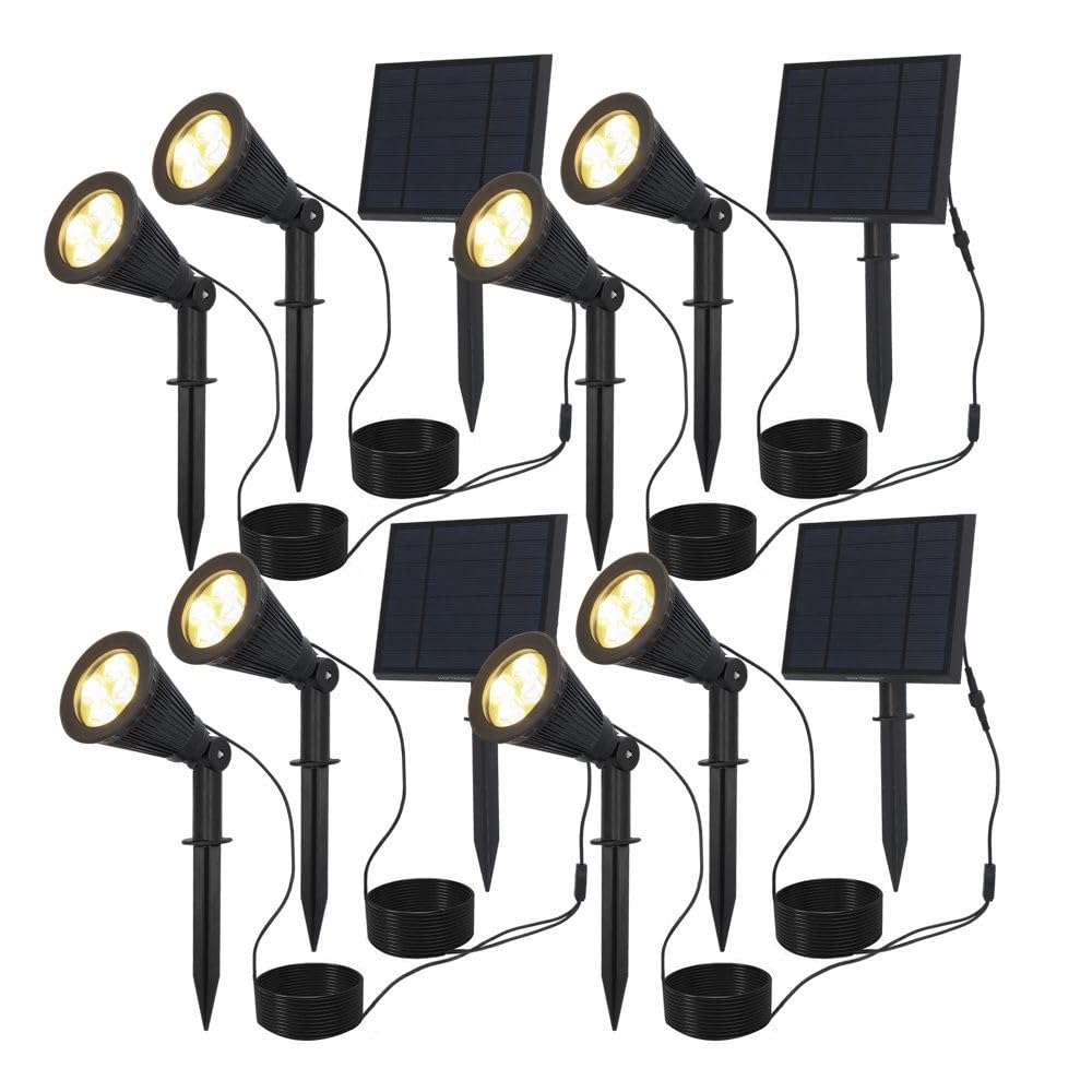 HOFTRONIC - 4er Pack Solar Gartenstrahler Bend Duo IP65 Wasserdicht 3000K Gartenleuchte LED Solarlampen Außen Solarleuchte Erdspieß Wegeleuchte mit Wintersolar Solarpanel Warmweiß Garten Solarstrahler