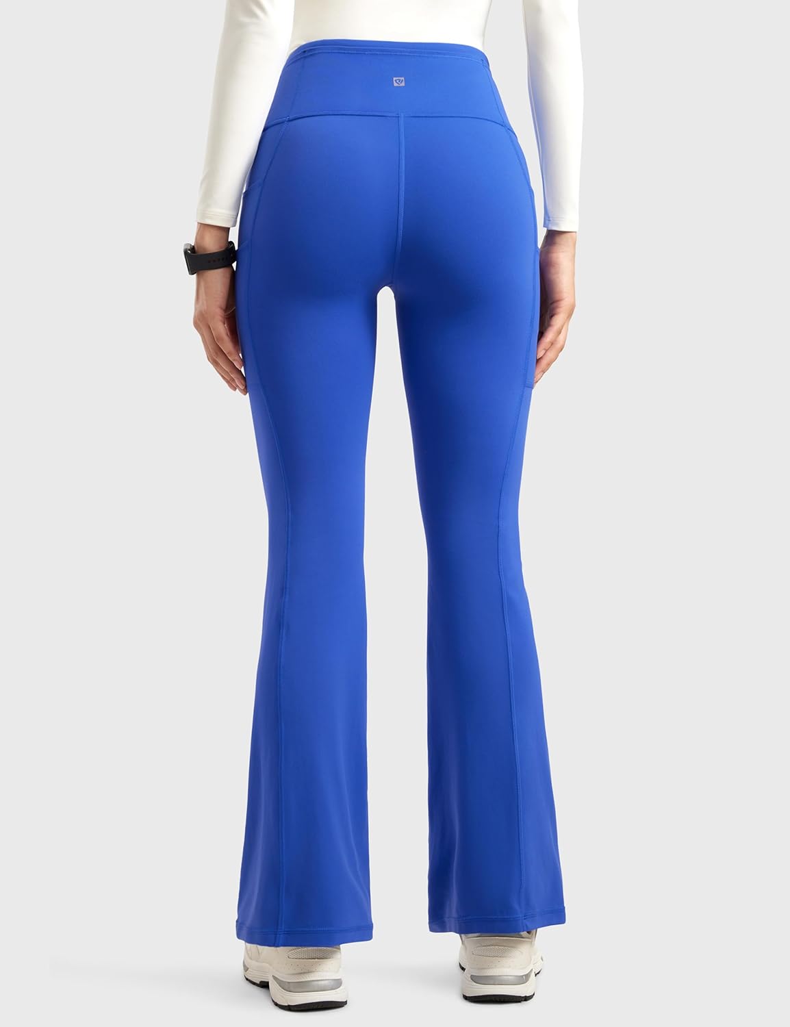 Womens High Waisted Medical Flare Scrub Pants 31" - 7 Pockets Wide Leg Bootcut Yoga Scrub Leggings Work Pants
