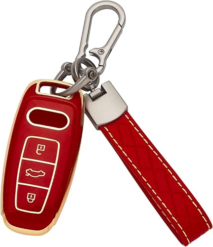 Miniatura 11 de Xotic Tech - Funda protectora de TPU con 3 botones de protección completa para llave sin llave, control remoto, con llavero compatible con Audi A3