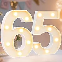 Vista 77 de Pooqla Letras y Números Decorativos con Luces LED, Letras y Números de Neón de Plástico Blanco para Decoración de Fiestas, Bodas, Funciona