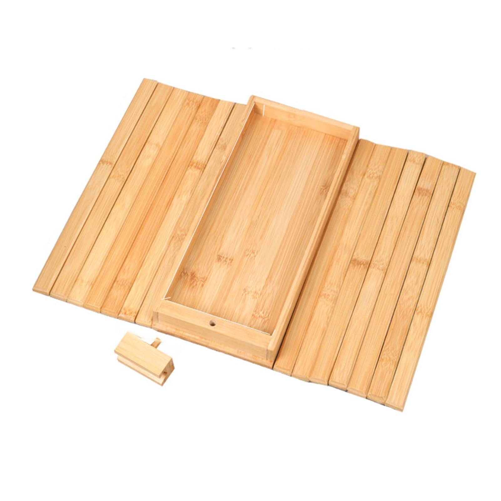 XCSDEW Rectangular Sofa Tray,Bamboo Armrest Storage Rack,Detachable Phone Holder,Suitable for Placing Cups and Snacks