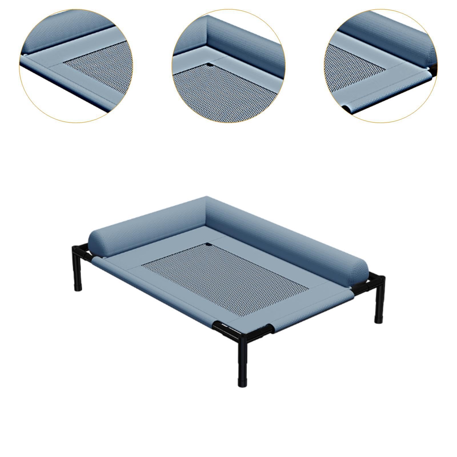 Cama para Gato Elevada Cama de Mascotas Colgante Cama de Perro Lavable Cama de Malla Metálica Transpirable Material para Mascotas Apta en Lug, Blue Gray M