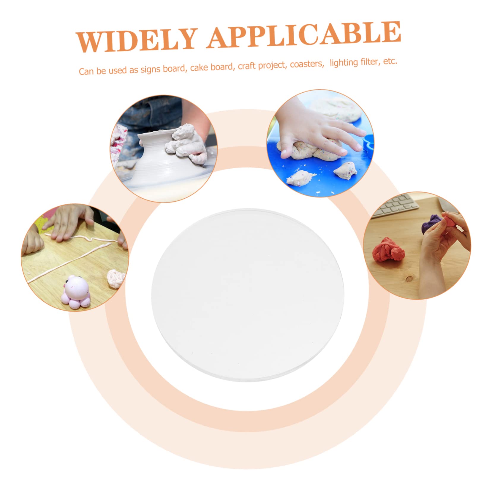 CIYODO Crylic Display Boards Smooth Edges 4pcs Round Acrylic Sheet for DIY Photography Jewelry Making