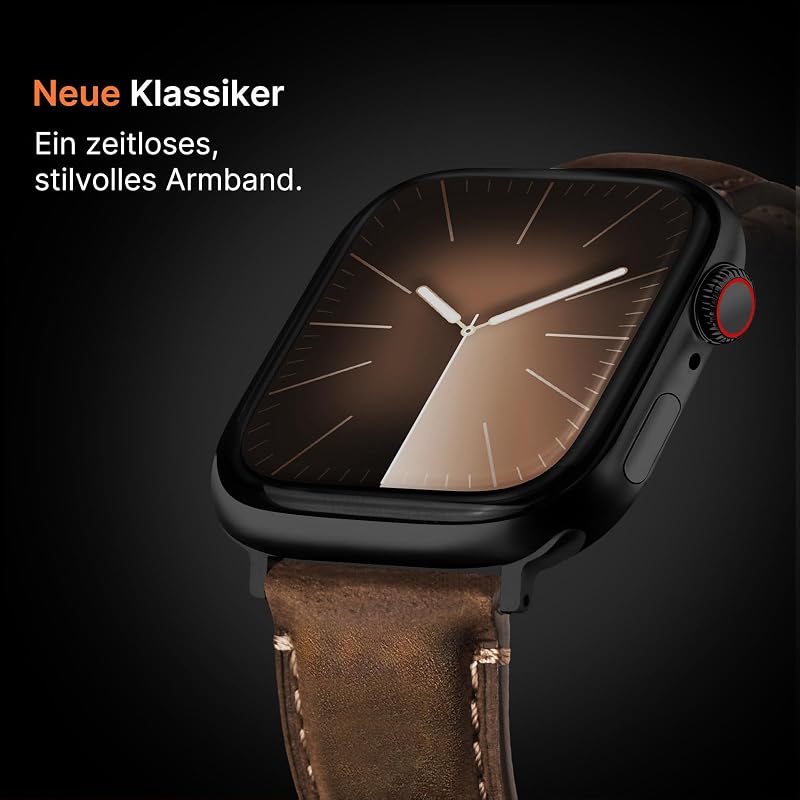 Set de 2 curele Fullmosa ergonomice din piele naturală pentru Apple Watch 42 41 40 38 mm, compatibile pentru femei și bărbați, Seria 11 10 9 8 7 6 5 4 SE 3 2