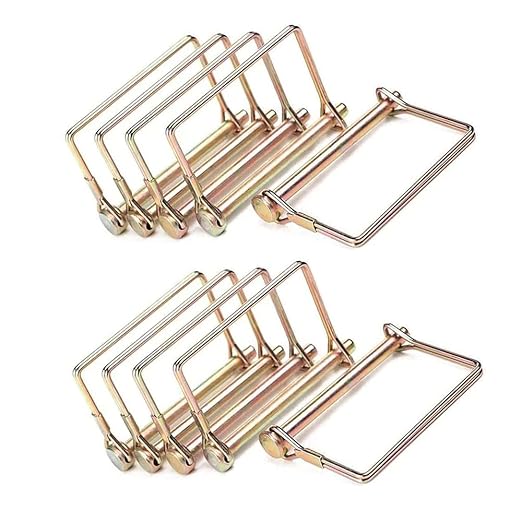 10 Pcs Trailer Coupler Pin 1/4 inch Diameter 4inch Long, Heavy-Duty PTO Shaft Locking Pin Set,Trailer Hitch Locking Pin, Lawn Mower Hitch Pin Quick Release Wire Lock Pin