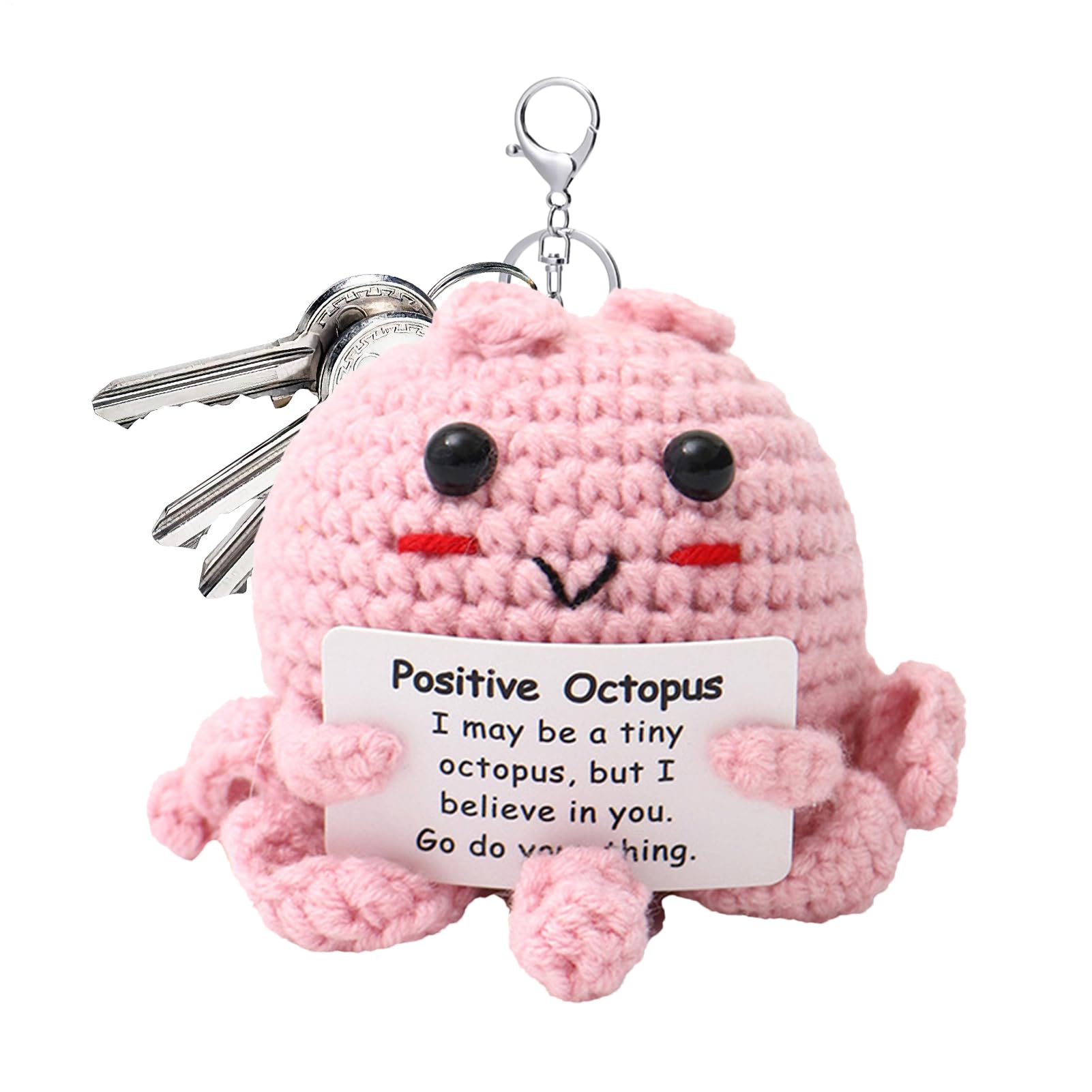 Positive Octopus Crochet, 6.5x6.5cm Cute Funny Wool Knitted Octopus Potato Doll With Encouragement Card, Emotional Support Octopus Creative Emotional Support Octopus Positive Toy