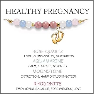 Gender Reveal Gifts for Mum to Be | Handmade Adjustable Natural Stone Bracelet | Pregnancy Gifts, New Mummy, Mummy to Be | Golden Bracelet