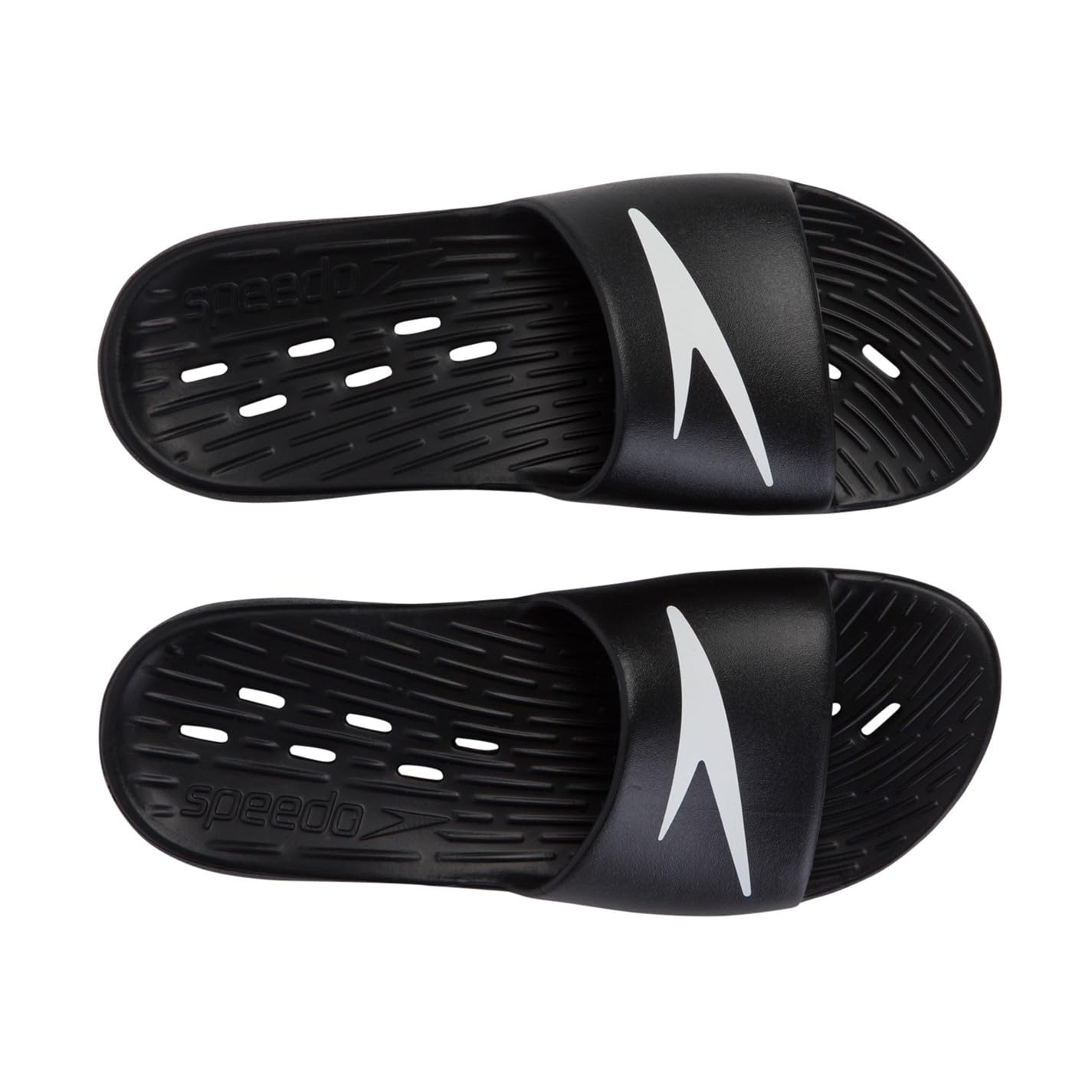 Speedo Men's Slides | Pool Sliders | Quick Dry Sandals, Pantone Black, 9