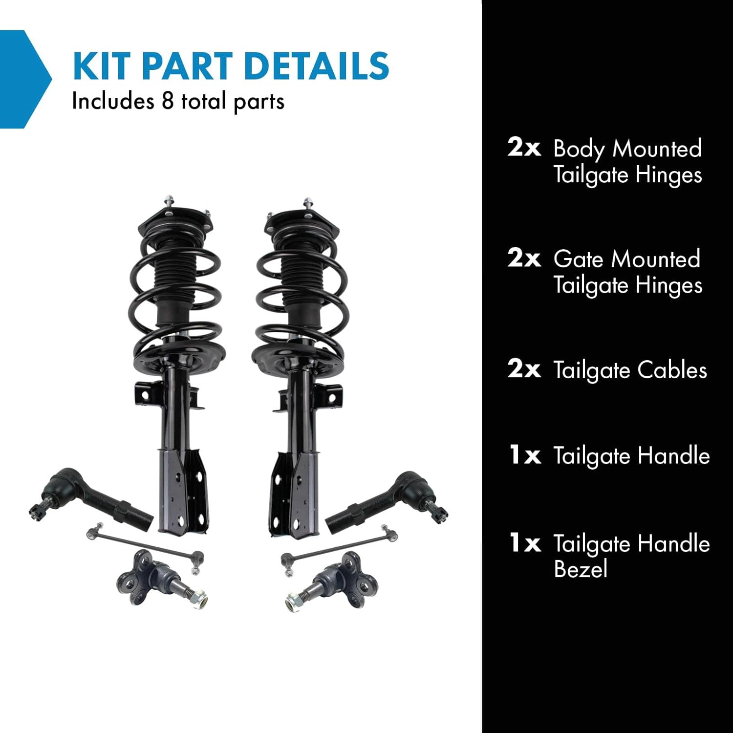 TRQ Front Steering & Suspension Kit Ball Joint Complete Strut & Coil Spring Assembly Sway Bar Stabilizer Link Tie Rod Compatible with Buick Chevrolet GMC Saturn