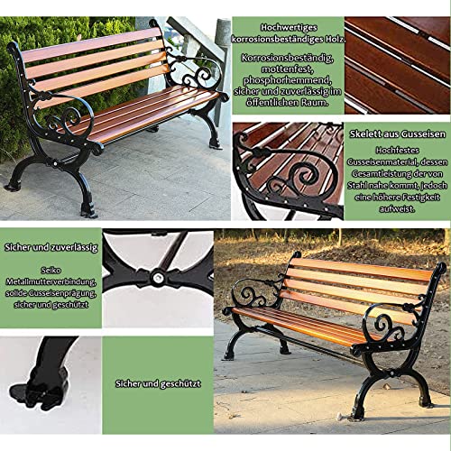 Banc de jardin en bois avec dossier 3 places pour extérieur - 3