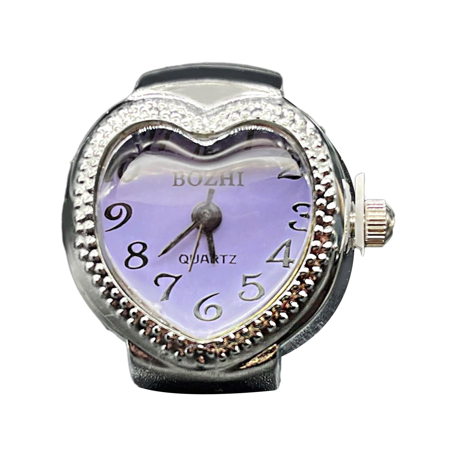 YANGLY Rings Vintage Punk Finger Watch Mini Elastic Strap Alloy Watches Heart Couple Rings Jewelry Clock Roman Quartz Watch for Women
