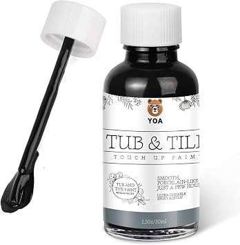 YOA Bathtub Tile Touch Up Paint, Black, 1.5 oz * 1 bottle, suitable for repairing ceramic, porcelain, and fiberglass bathtubs, tiles, and bathroom walls.