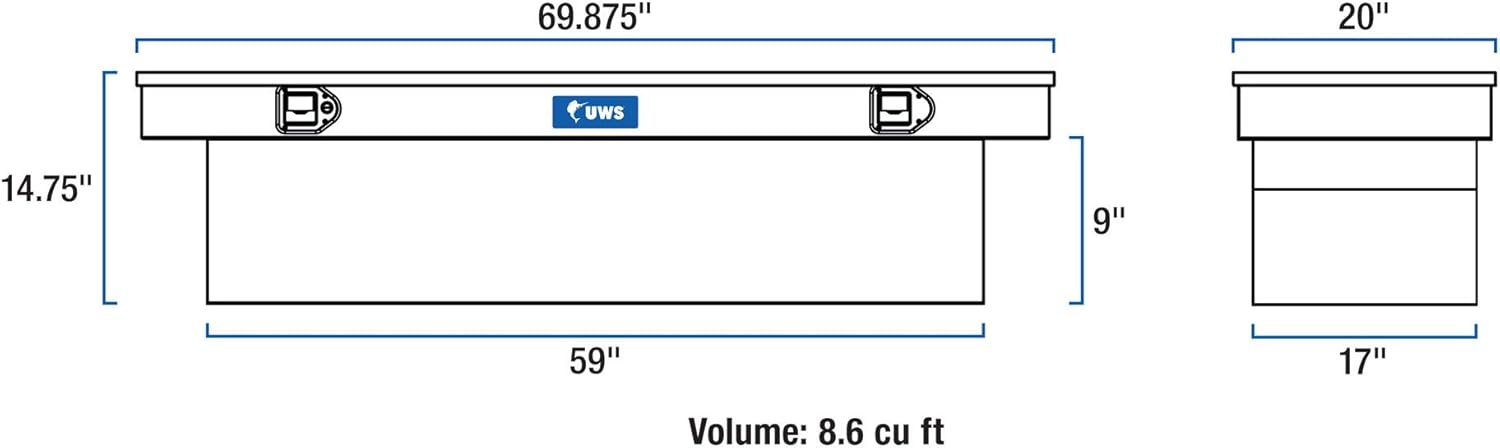 UWS EC10411 69-Inch Heavy-Wall Aluminum Truck Tool Box, RigidCore Lid