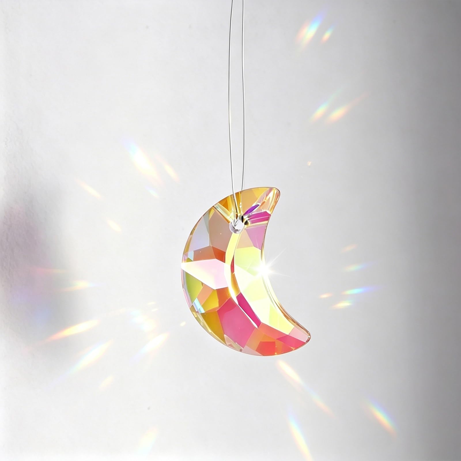 M METERXITY 5-Pack Colorful Garden Suncatchers, 0.8 Inch Crystal Hanging Crystals for Windows, Moon Glass Suncatcher for Indoor and Outdoor Decoration [Gold]