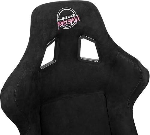 Vista 3 de NRG Innovations NRG-FRP-302BK Asiento de carreras con respaldo fijo de fibra de vidrio (grande), compatibilidad con arnés de 4 puntos, Alcántara