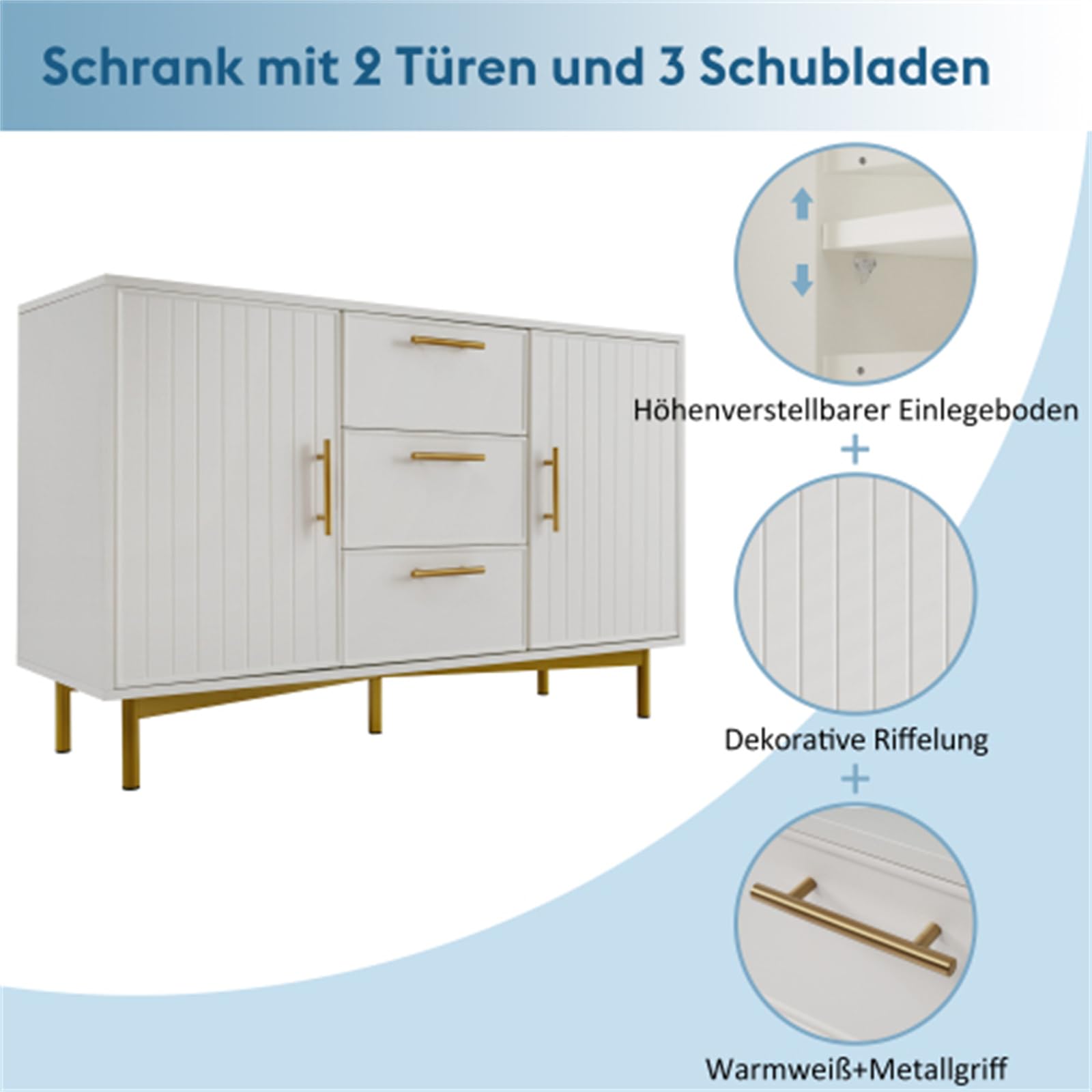 Mobile da Ingresso Moderno E di Lusso Leggero, Credenza con Ripiani Regolabili, Mobile Alto con Ante Portaoggetti di Grandi Dimensioni Adatto per Soggiorno E Camera da Letto