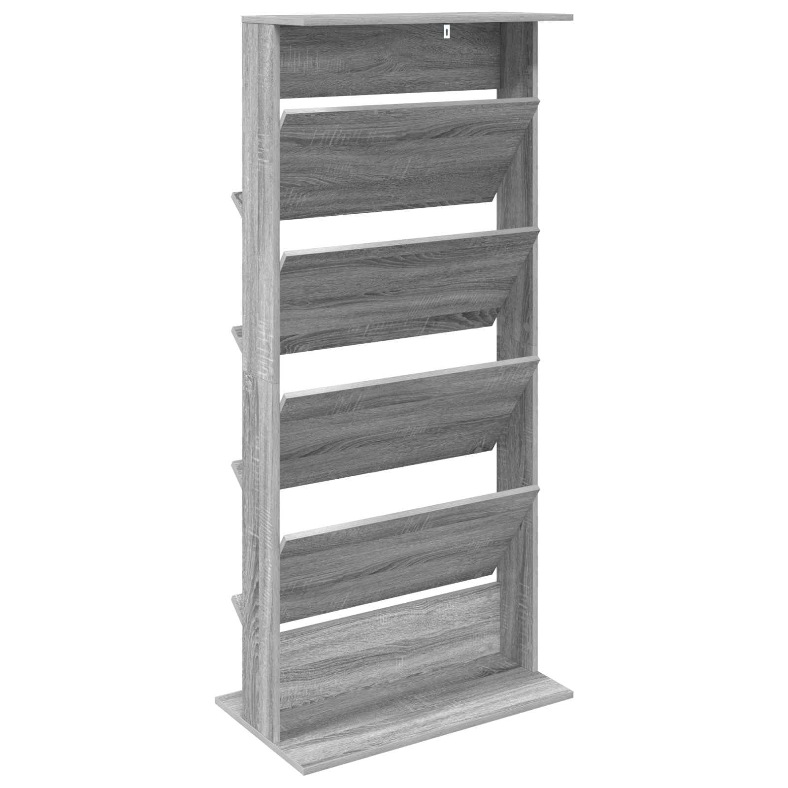 Mangloder - Portariviste grigio Sonoma in legno, 70 x 41 x 156 cm, con 4 ripiani autoportanti, spazio per soggiorno, home theater, gaming e ufficio, facile da pulire