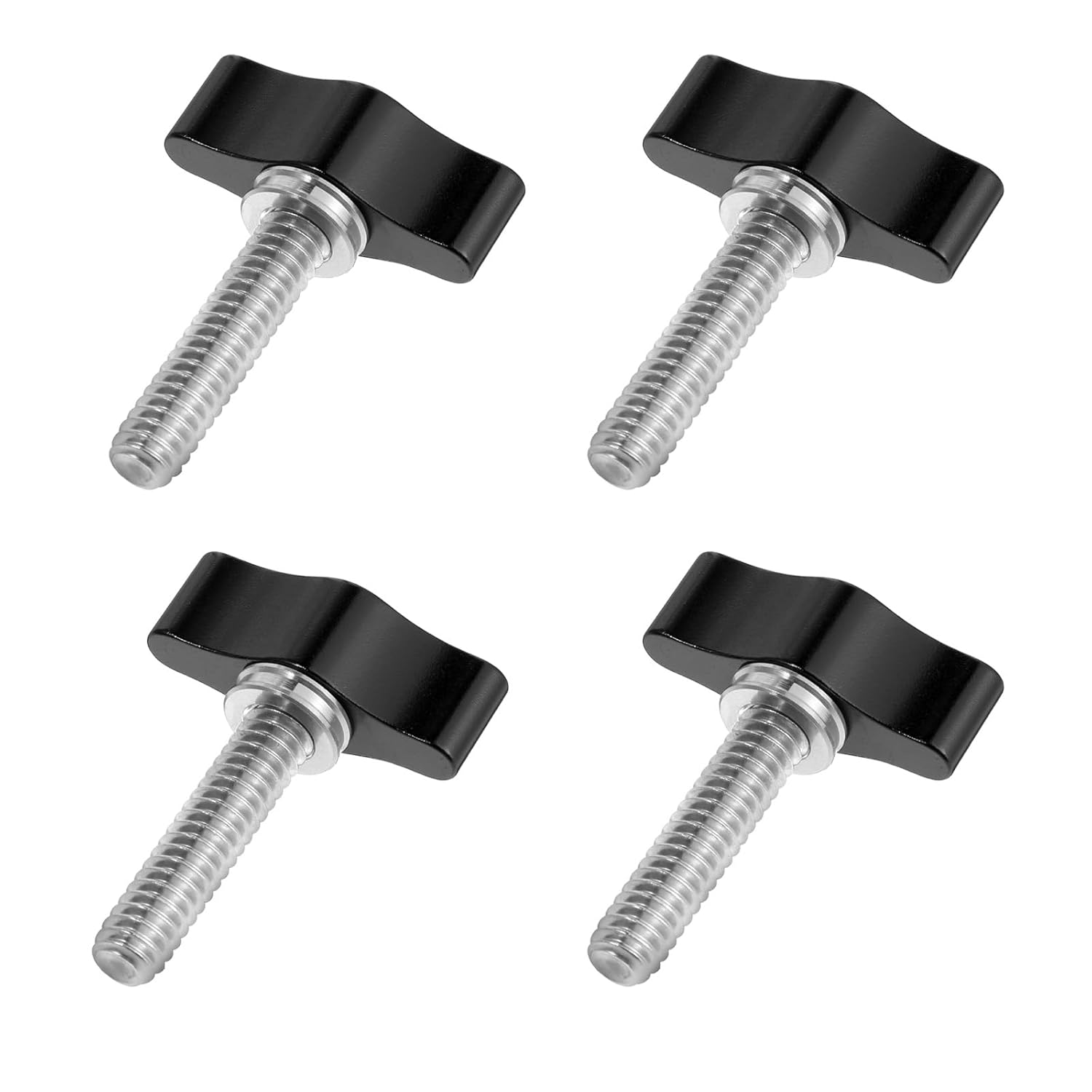 1/4"-20 X 1 Thread Thumb Screws with Black Adjustable Tee Wing Aluminum Knob, 4 PCS Stainless Steel Thumbscrew Standard/Coarse Thread for Remove Replace Hand Clamping Tightening Knob Power Supply