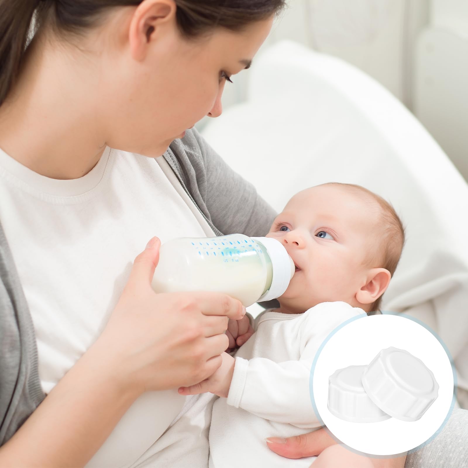 6 chiusure per bottiglie di vetro Philips Avent, coperchio anti-colica con anello di tenuta, chiusura per bottiglie, accessori per viaggi e conservazione (5 cm, bianco)