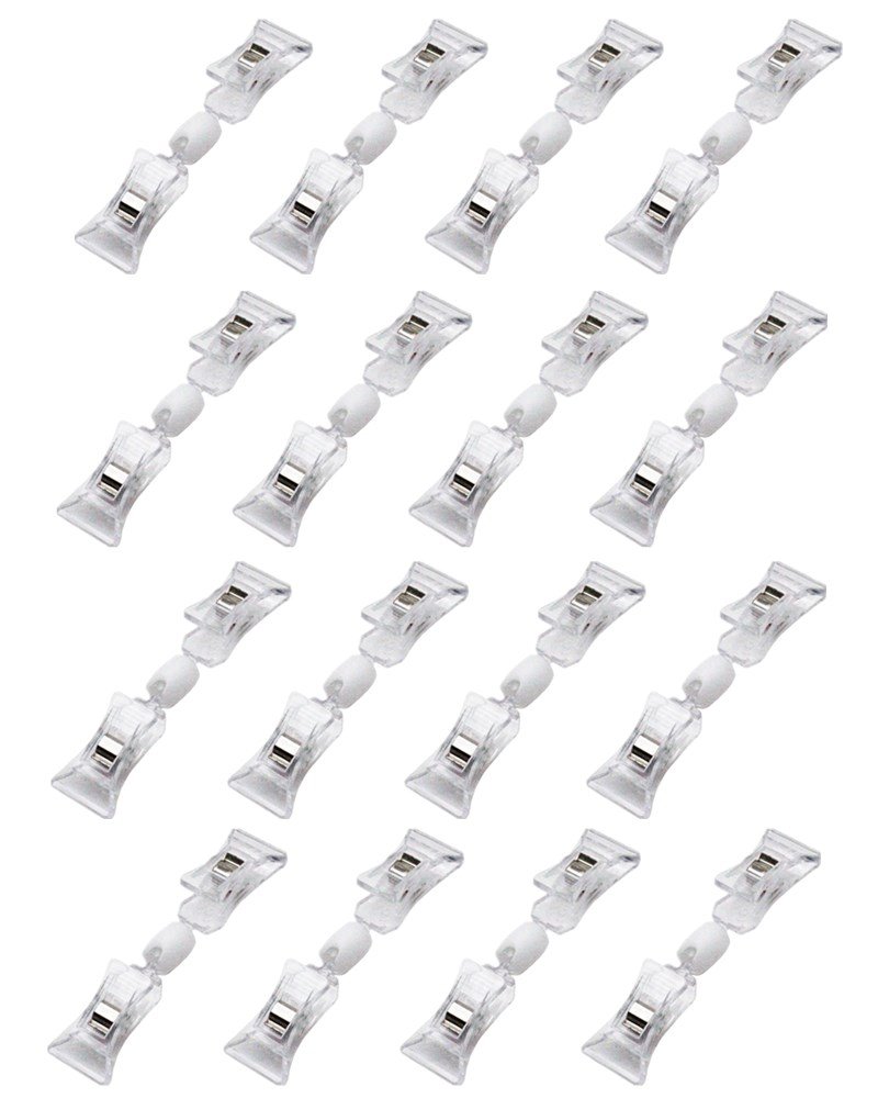 Honbay 16pcs Clear Plastic Rotatable Double Clip Merchandise Sign Display Mini Clip Tag Holders