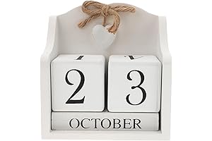 ULTNICE Mini Wooden Perpetual Calendar, 2022 Desk Calendar, Small Monthly Cube Desk...