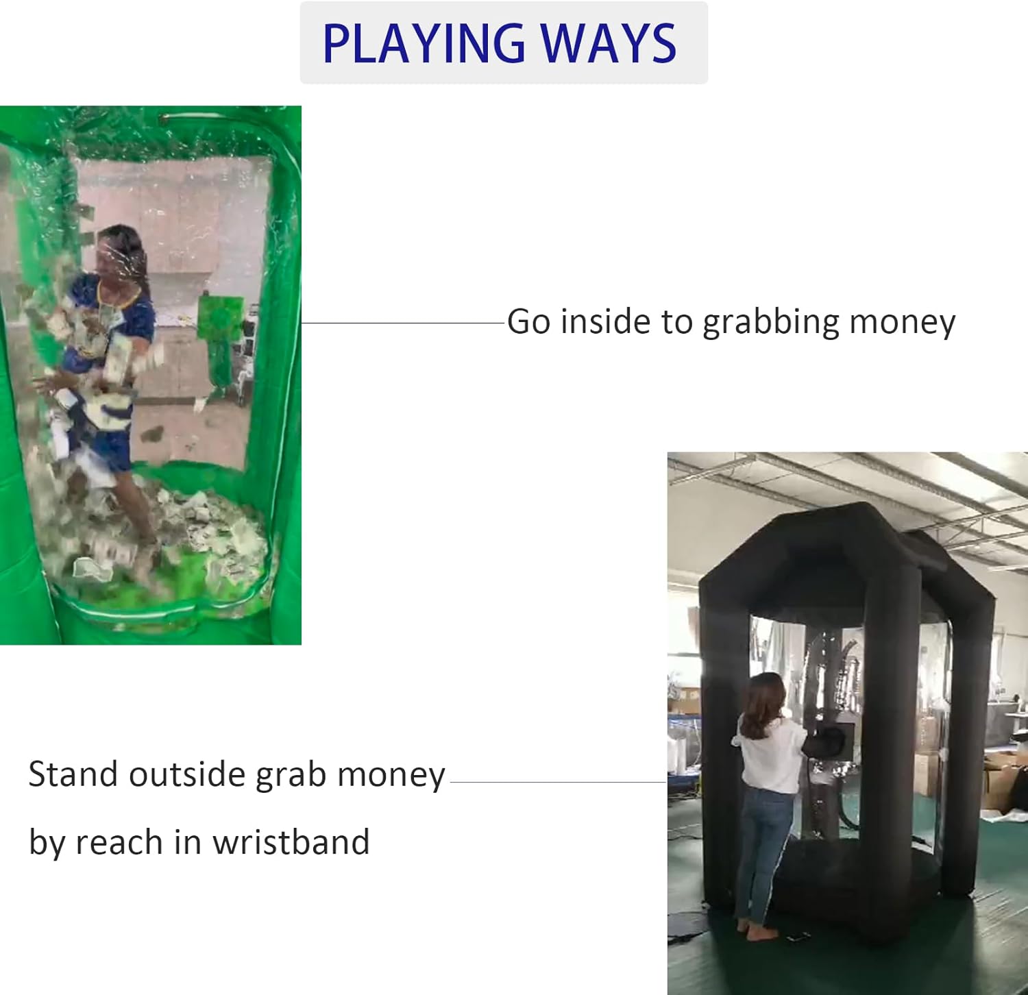 SAYOK Inflatable Cash Cube Booth Inflatable Money Grab Machine Booth for Business Advertising Event Promotion(Blue, 4.92ft x 4.92ft x 8.2ft)