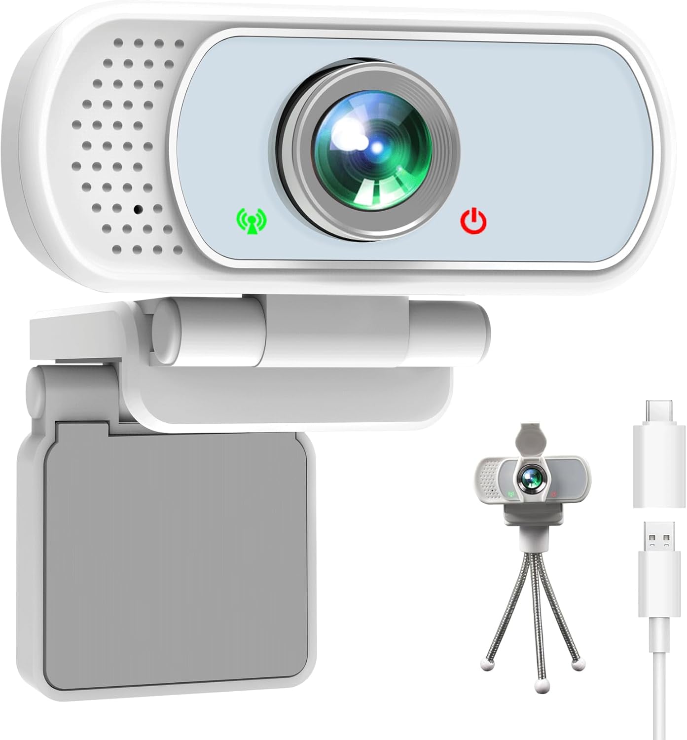 USB C Webcam 1080p Computer Camera with Mic, Pro Streaming Web Camera for Mac Desktop Laptop, USB Web Cam Cover and Stand for PC Meeting Twitch Zoom