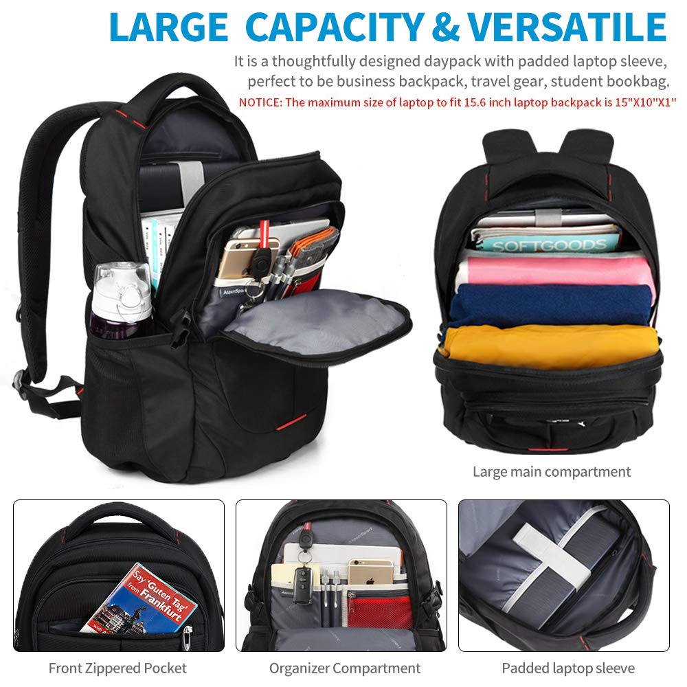 aspensport laptop backpack fit 15.6 inch ASPENSPORT Laptop Backpacks for Men&Women Computer Travel Bags Fits 17 Inch  College Large Bookbags Durable Rucksacks Black : Amazon.com.au: Computers