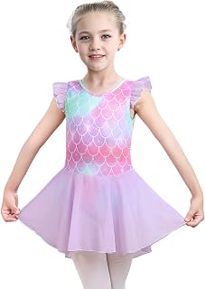 iLover Kids Girls Classic Ruffle Sleeve Tutu kirted Leotard Dress for Dance, Gymnastics and Ballet