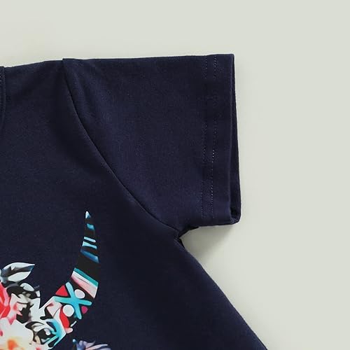 Miniatura 4 de fhutpw Conjunto de camiseta de manga corta con estampado de vaca y pantalones acampanados de dibujos animados para niñas pequeñas