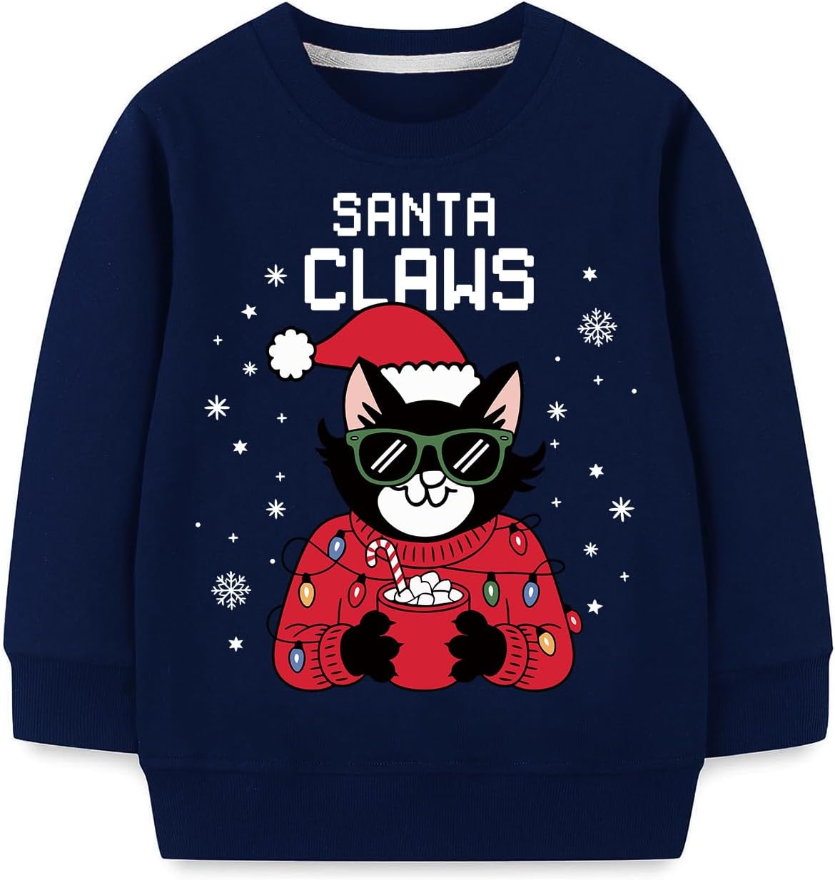 Toddler Boys Girl Funny Cat Kids Ugly Christmas Sweatshirt Santa Claws Holiday Tacky Xmas Tops