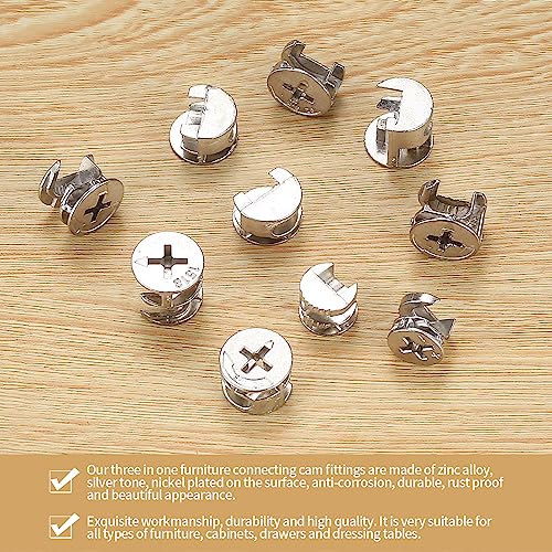 Miniatura 3 de 100 Pcs Tuercas De Leva, Tuercas De Excéntricas Conectores De Muebles, Kit De Conectores De Fijación De Muebles, Tuerca De Fijación Para Cajones, Armarios, Paneles 4 Tamaños